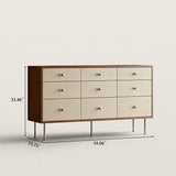 Mid-Century Wood Dresser Chest of Drawers with Metal Handles