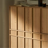 Sideboard Storage Cabinet with Slatted Natural Wood Doors