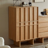 Sideboard Storage Cabinet with Slatted Natural Wood Doors