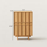 Sideboard Storage Cabinet with Slatted Natural Wood Doors