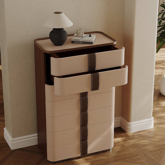 7 Layer Vertical Dresser Storage Cabinet with Leather Handles