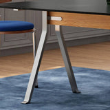 Textured Rectangular Sintered Stone Dining Table with Metal Legs
