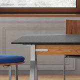Textured Rectangular Sintered Stone Dining Table with Metal Legs