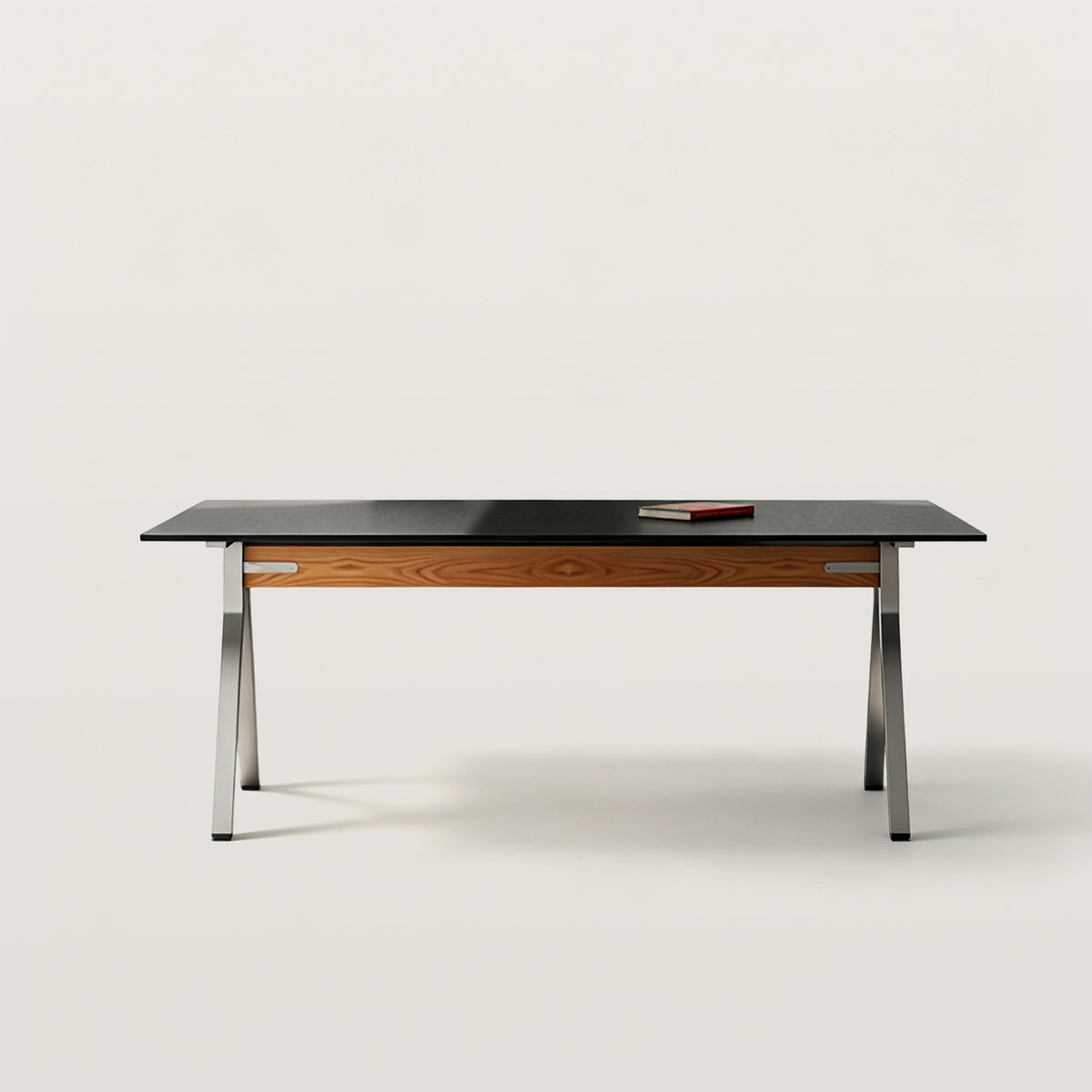 Textured Rectangular Sintered Stone Dining Table with Metal Legs