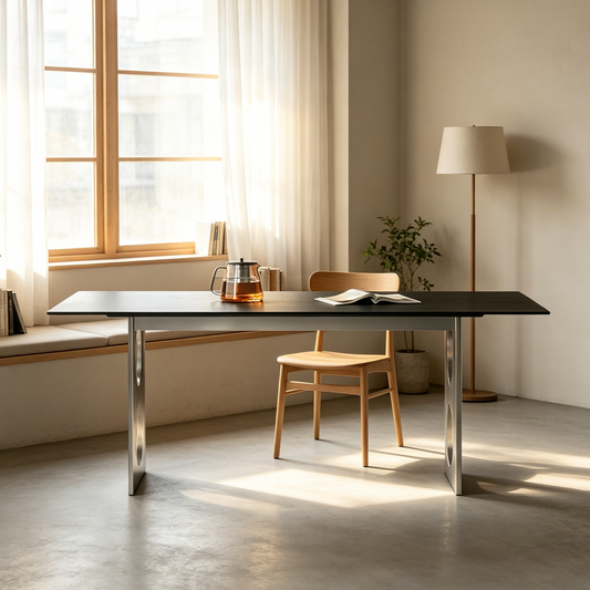 Sintered Stone Dining Table with Hollow Stainless Steel Support