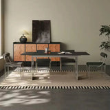 Sintered Stone Dining Table with Hollow Stainless Steel Support