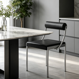 Leather Upholstered Dining Chairs with Stainless Steel Frame