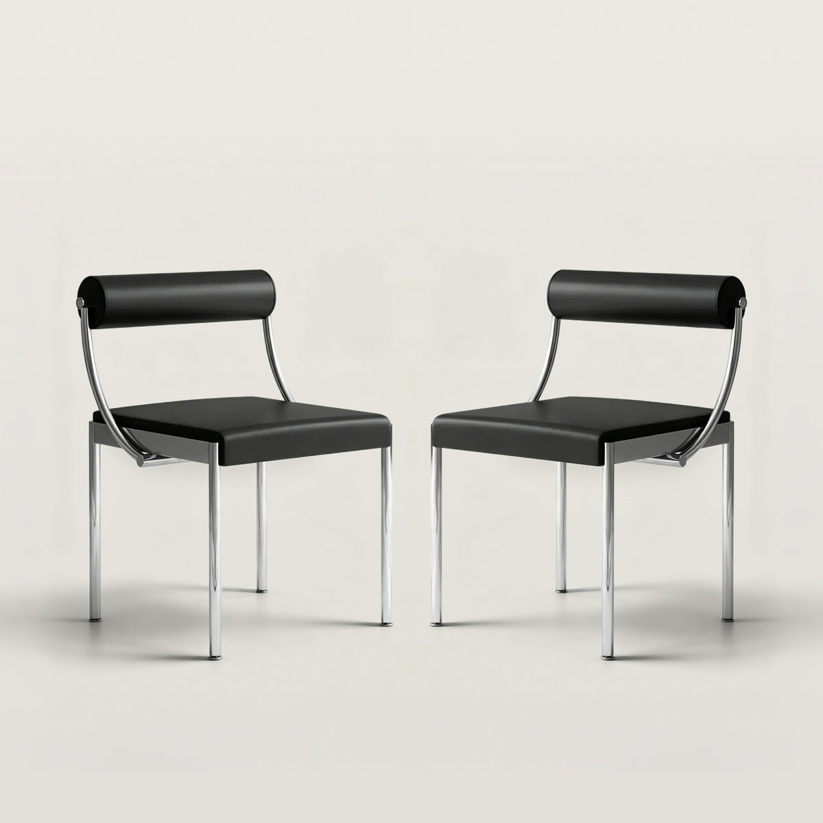 Leather Upholstered Dining Chairs with Stainless Steel Frame
