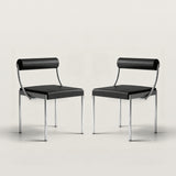 Leather Upholstered Dining Chairs with Stainless Steel Frame
