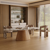 Oval Sintered Stone Dining Table with Wood Base for Dining Room