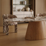 Oval Sintered Stone Dining Table with Wood Base for Dining Room