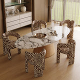 Oval Sintered Stone Dining Table with Wood Base for Dining Room