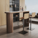 Curved Small Dining Table Bar Table with Wood Cylinder Base