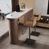 Curved Small Dining Table Bar Table with Wood Cylinder Base