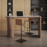 Curved Small Dining Table Bar Table with Wood Cylinder Base