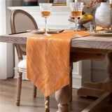 Wave Table Runner with Tassel and Luxury Satin Jacquard