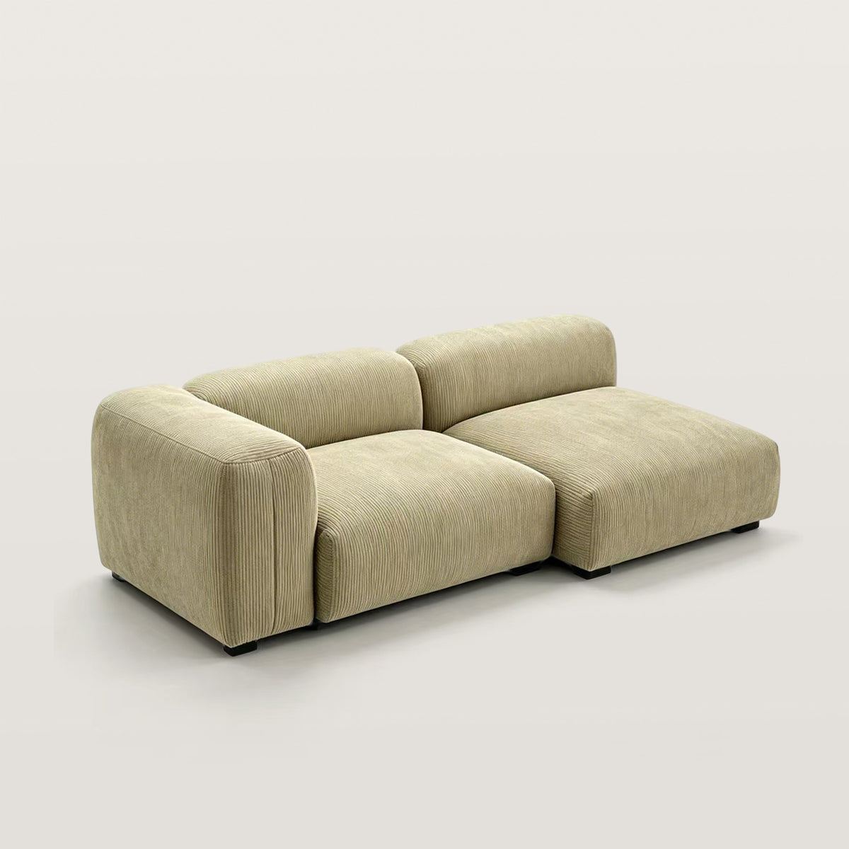 Corduroy L-Shaped Sofa with 2 Modules for Living Room