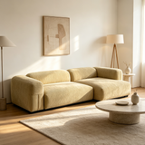 Corduroy L-Shaped Sofa with 2 Modules for Living Room