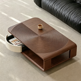 Rectangular Coffee Table with Recessed Wave Texture Tabletop