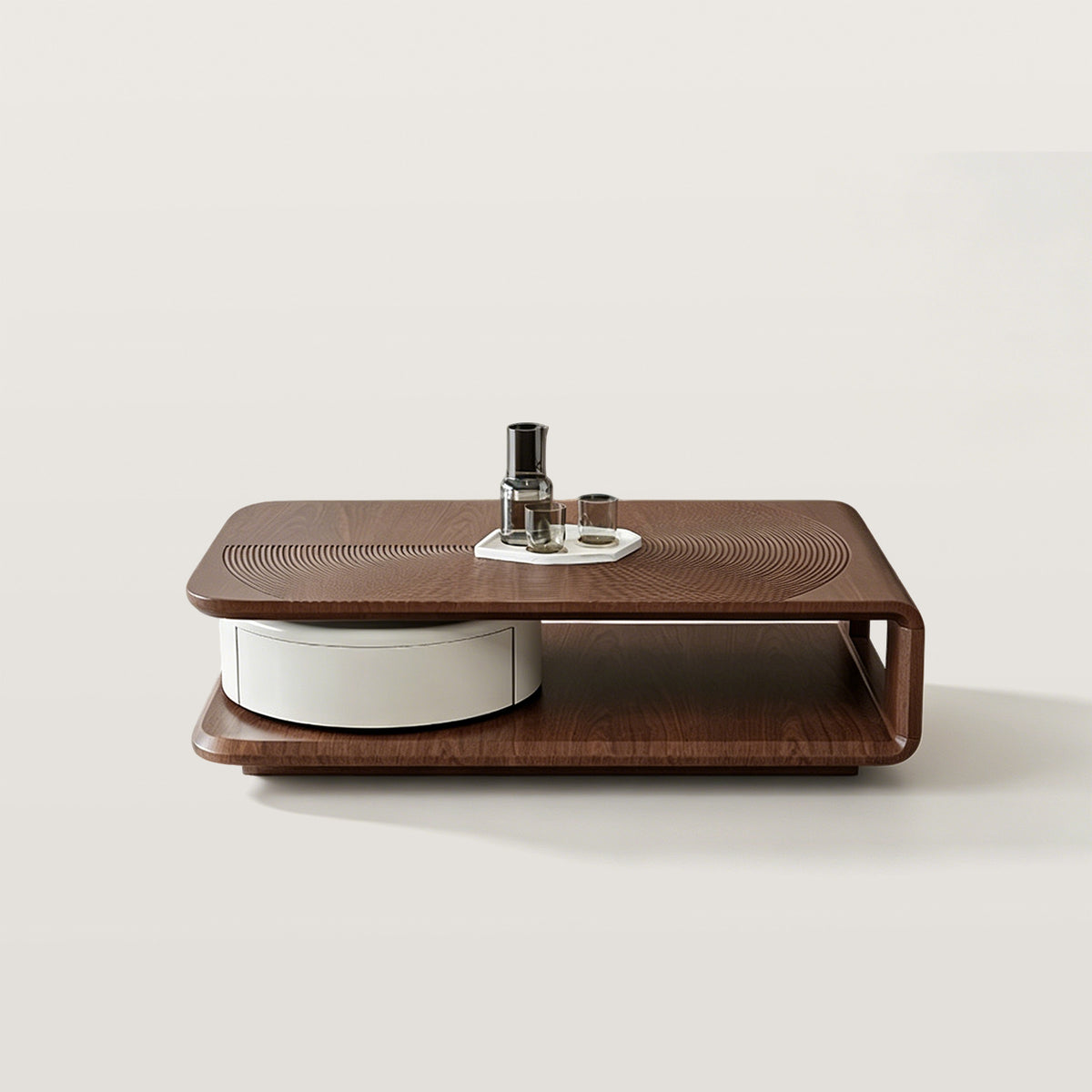 Rectangular Coffee Table with Recessed Wave Texture Tabletop