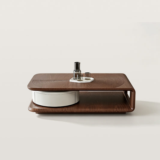 Rectangular Coffee Table with Recessed Wave Texture Tabletop