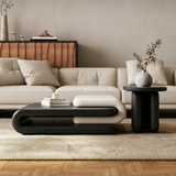Curved Coffee Table Set with Matching Round Side Table