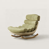 Italian Ergonomic Rocking Chair Lounge Chair with Striped Cushion