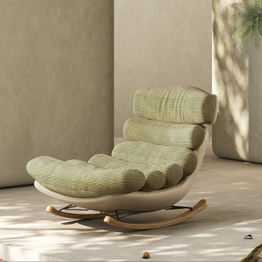 Italian Ergonomic Rocking Chair Lounge Chair with Striped Cushion