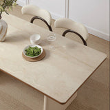 Rectangular Sintered Stone Dining Table with Thick Pedestal Legs