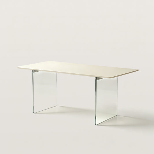 Modern Rectangular Dining Table with Transparent Glass Legs