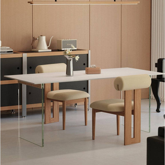 Modern Rectangular Dining Table with Transparent Glass Legs