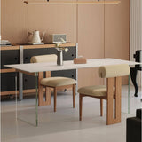 Modern Rectangular Dining Table with Transparent Glass Legs