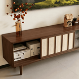 TV Stand with Sliding Doors and LED Lights for Living Room