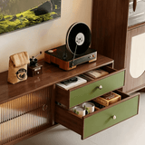 TV Stand with Sliding Doors and LED Lights for Living Room
