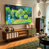 TV Stand with Sliding Doors and LED Lights for Living Room