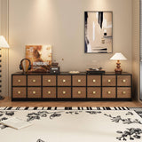 8-Drawer TV Stand Entertainment Center with Gold Cross Knobs