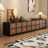 8-Drawer TV Stand Entertainment Center with Gold Cross Knobs