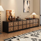 8-Drawer TV Stand Entertainment Center with Gold Cross Knobs