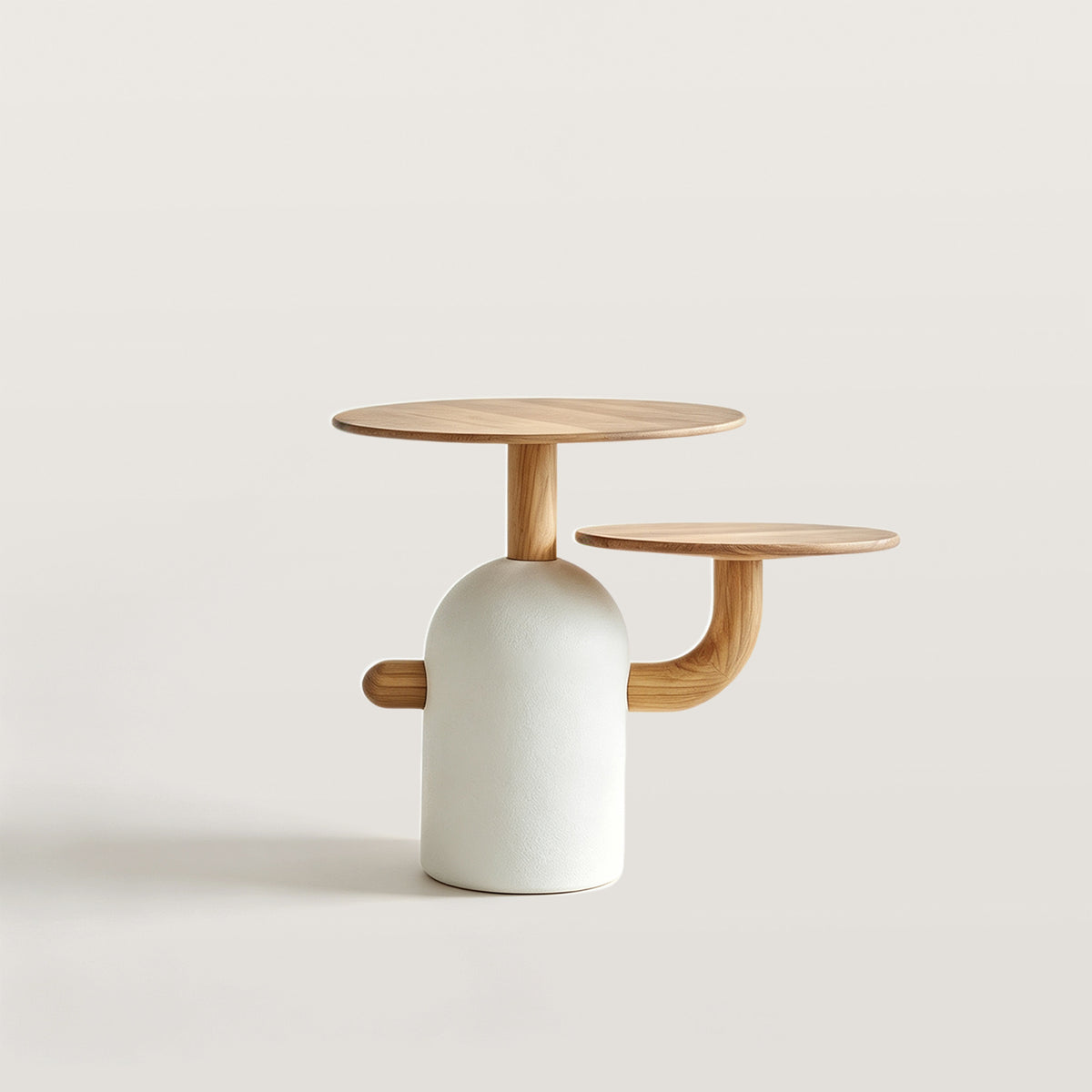 Creamy Style Round Coffee Table Set with Creative Design