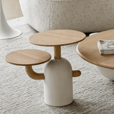 Creamy Style Round Coffee Table Set with Creative Design