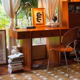 Mid Century Wood Home Office Desk with Multi Storage Drawers