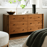 Mid Century Dresser Wooden Storage Cabinet with 6 Drawers