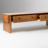 Mid Century Wood Entryway Bench with 2 Large Drawers
