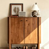 Mid Century 3-Layer Shoe Cabinet with Adjustable Shelves