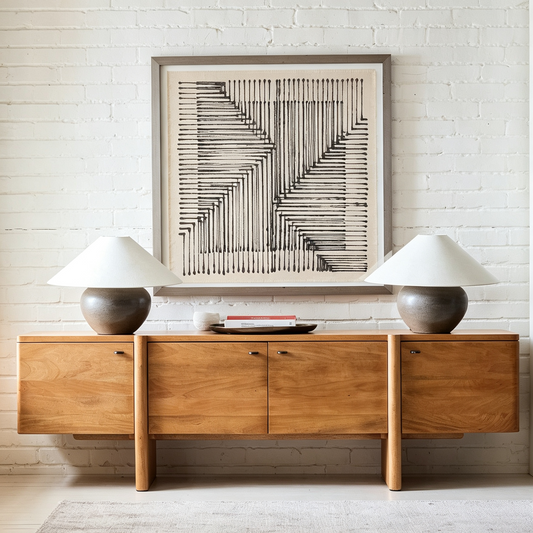Mid-Century TV Stand Media Console with Ample Hidden Storage