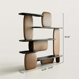Asymmetrical Display Shelf with Wood Panels and Gloss Shelves