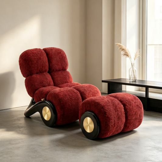 Creative Lounge Chair with Gold Wheel Base for Living Room