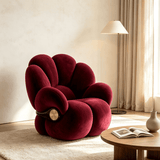 Petal Shaped Velvet Lounge Chair with Gold Metal Detail