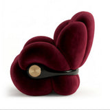 Petal Shaped Velvet Lounge Chair with Gold Metal Detail
