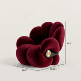 Petal Shaped Velvet Lounge Chair with Gold Metal Detail